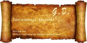 Gerzsenyi Dezső névjegykártya